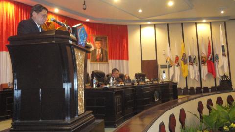 Penyampaian oleh sekretaris provinsi Siswa Rachmat Mokodongan (foto beritamanado)
