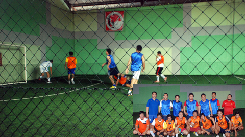 Pertandingan persahabatan tim futsal DPRD dan Pers Kota Bitung (foto beritamanado)