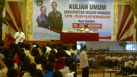 Jokowi ketika memberikan kuliah umum (foto beritamanado)