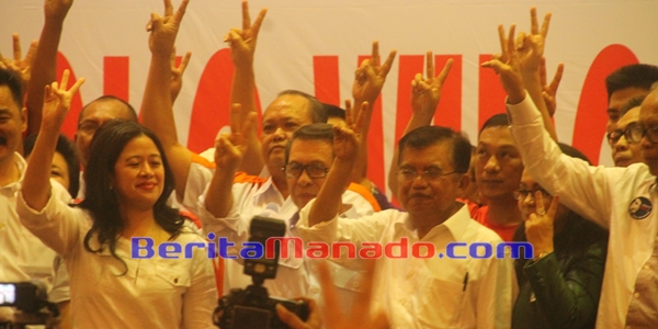 Cawapres Jusuf Kalla Bersama Ketua-ketua Tim Pemenangan dan Relawan Se-Sulut Usai Kampanye