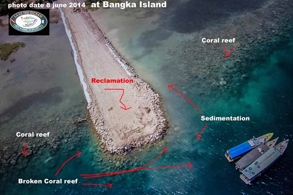 Coral yang ditimbun PT MMP di Pulau Bangka Minut (foto ist)