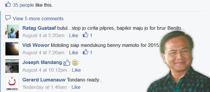 Benny Mamoto Dapat Dukungan Dari Media Sosial Facebook
