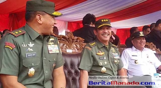 Mayjen TNI Agus SB, Letjen TNI Moh Erwin Syahfitri dan Olly Dondokambey