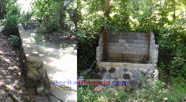 Kondisi drainase dan pos kamling di Desa Sarawet yang menggunakan dana desa yahun 2015, tidak rampung pembangunanya.