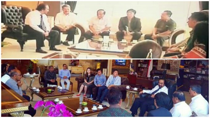 Suasana pertemuan walikota Bitung dengan Ketua Umum Partai Nasdem, Surya Paloh membahas perikanan Kota Bitung