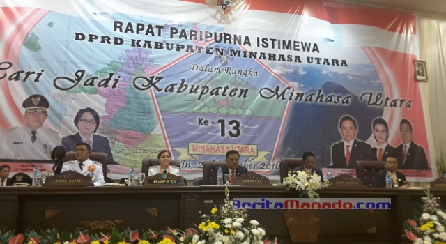 Gubernur Sulut Olly Dondokambey SE menghadiri Rapat Paripurna Istimewa HUT Minut.