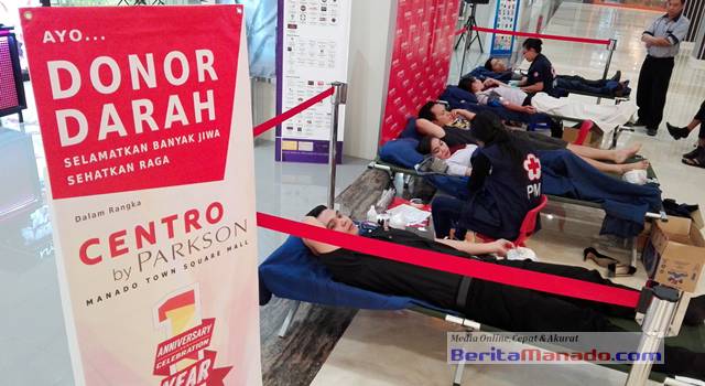 Kegiatan Donor Darah PMI Sulut bersama Centro beberapa hari lalu
