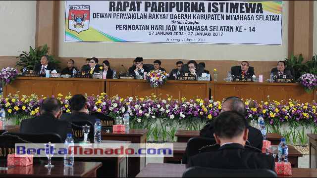 Rapat Paripurna Istimewa dipimpin Ketua DPRD Minsel, Jenny J. Tumbuan, SE