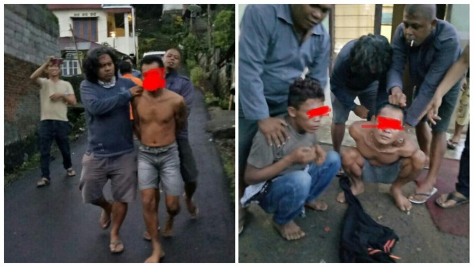 Para pelaku penganiyaan saat diamankan di Manado
