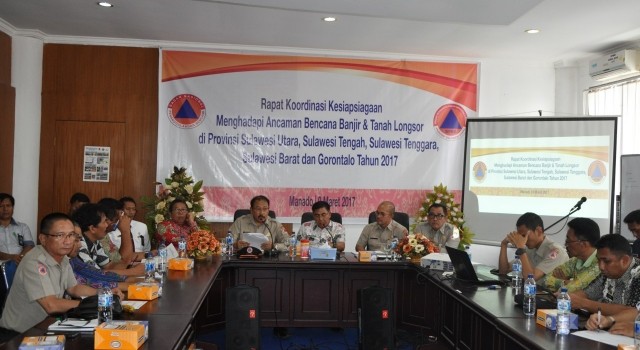 Rakor BPBD Sulut, Gorontalo dan Sulteng bersama TNI dan instansi terkait