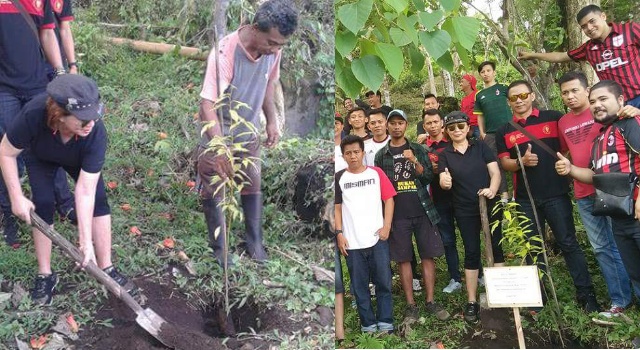 Milanisti Minut bersama Dinas Pariwisata Minut serta sejumlah komunitas, menanam pohon di Kaki Dian.