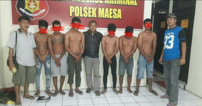 Enam komplotan pembobol mini market yang diamankan Polsek Maesa