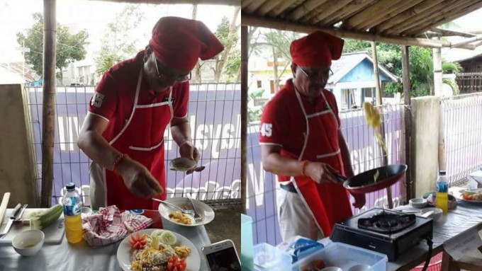 Wawali ketika menunjukkan kebolehan memasak