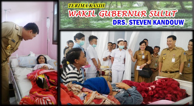 Wagub Sulut Drs Steven Kandouw saat berbincang-bincang dengan pasien RSUD Noongan