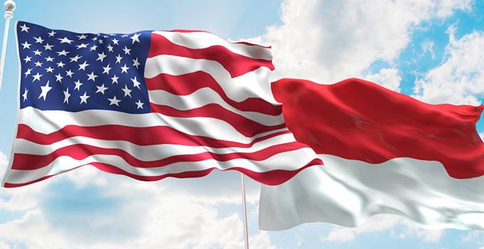 Ilustrasi Bendera USA dan Indonesia