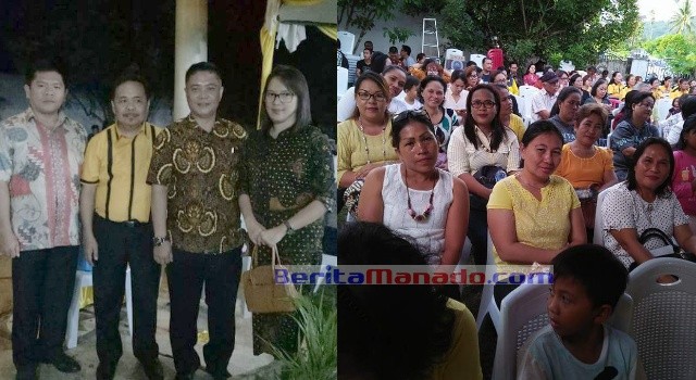 Sejumlah tokoh politik juga turut hadir dalam pesta. Ratusan masyarakat pun membanjiri lokasi kediaman Denny Wowiling.