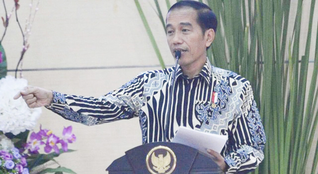 Presiden Joko Widodo saat embawakan sambutan