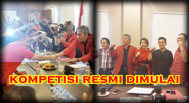 Jantje Sajow dan Nofita Rewah saat berada di Sekretariat DPD PDIP Sulut. (Foto:IST)