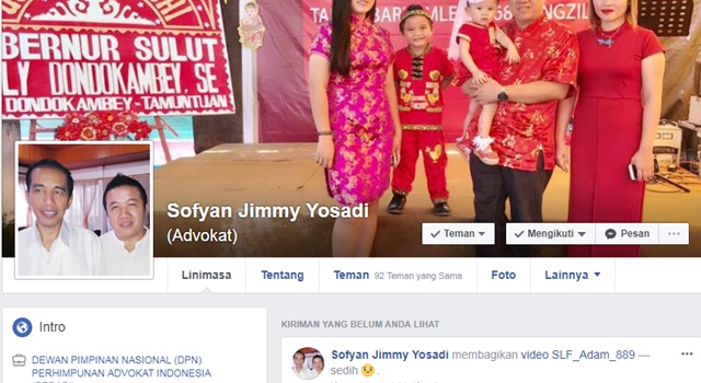 Akun Facebook Sofyan Jimmy Yosadi
