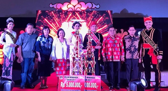 Waraney dan Wulan Minahasa 2017 usai penganugerahan gelar dan hadiah