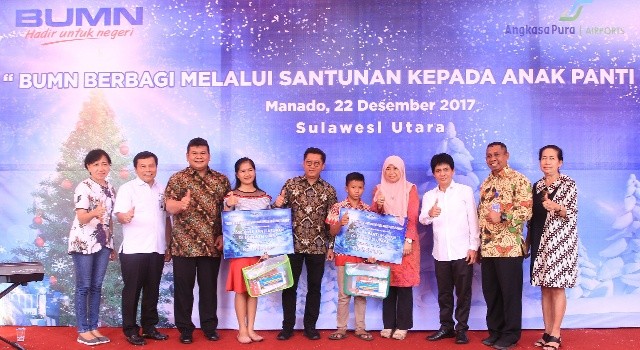 Pelaksanaan BUMN Berbagi melalui santunan kepada 1000 anak yatim piatu di Sulawesi Utara