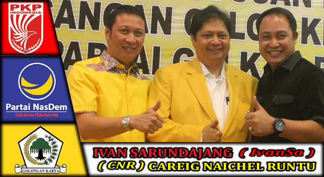 Ivan Sarundajang dan Careig Naichel Runtu bersama Ketua Umum DPP Partai Golkar Airlangga Hartarto