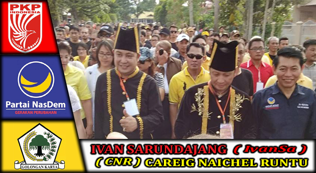 IvanSa-CNR saat berjalan kaki menuju Kantor KPU Minahasa bersama para pendukungnya
