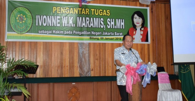 Wali kota saat hadir di pengantar tugas ketua PN Kota Bitung