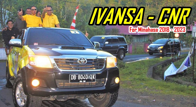 Ivan Sarundajang dan Careig Naichel Runtu saat konvoi kendaraan usai Deklarasi Kampanye Damai di Tondano. (Foto:IST)