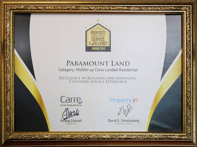 Paramount Land Raih Property Management Service Excellence Award 2018