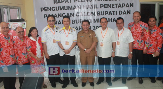 Ivan Sarundajang dan Careig Runtu bersama perwakilan Pemkab Minahasa dan Komisioner KPU Minahasa