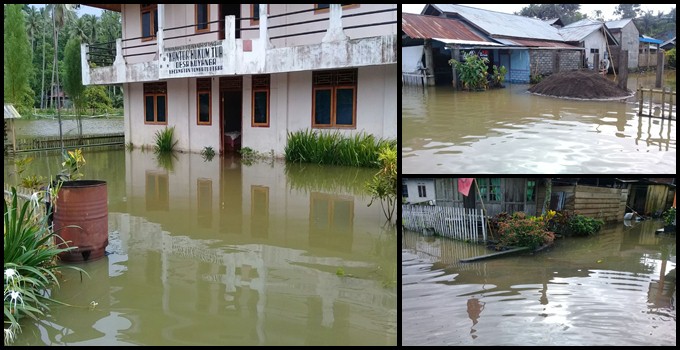Kantor pemerintah dan rumah warga di Desa Kuyanga tergenang air