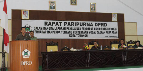 DPRD Tomohon Restui Ranperda Penyertaan Modal Kepada PDAM