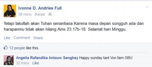 Ivonne Andries Gunakan Facebook Untuk Menyapa Sahabat