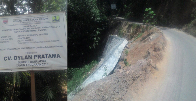 Talud Kumelembuai-Malola Jebol, ABPD Minsel 2015 Senilai Rp 147 Juta Mubazir 8 Talud Kumelembuai-Malola