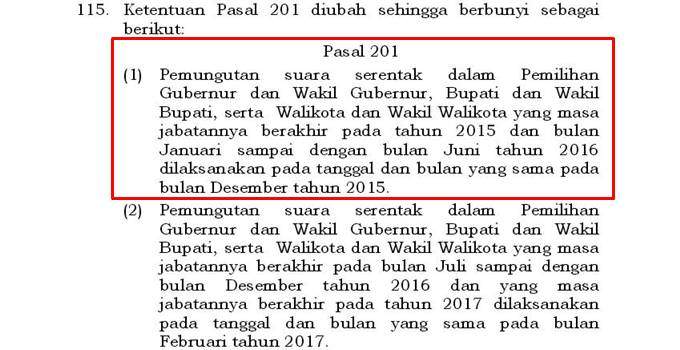 Bisakah Pilkada Manado Dilaksanakan Tahun 2016? 9 UU Nomor 8 Tahun 2015