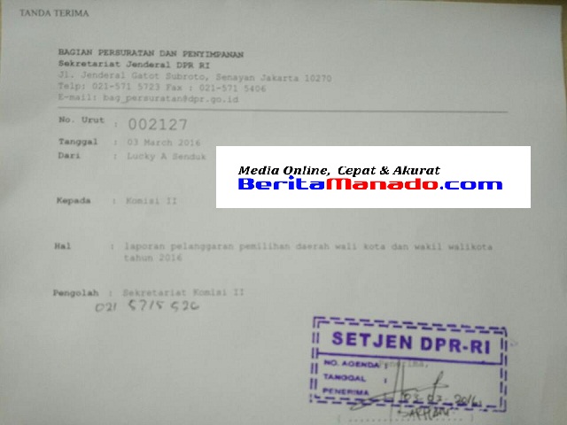 Dilaporkan !!! Dugaan Pelanggaran Pilkada Manado Masuk DPR RI