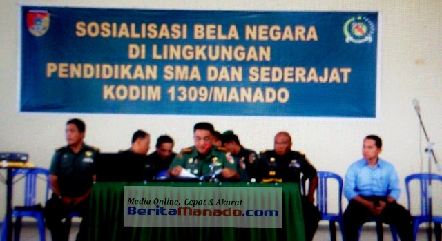 Dandim 1309/Manado dan jajarannya saat pelaksanaan sosialisasi bela negara 