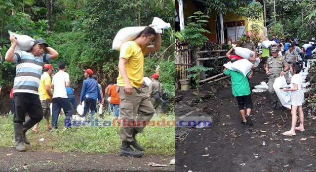 ASN Pemkab Minut gotong royong membantu masyarakat.