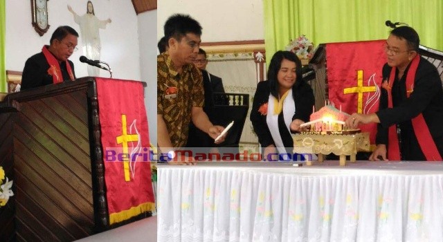 Wabup Ir Joppi Lengkong menjadi khadim pada HUT Jemaat GMIM Hosiana Palaes.