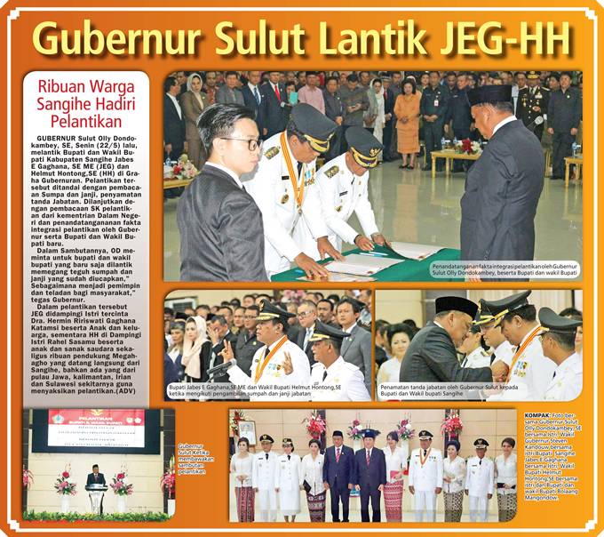 Gubernur Sulut Lantik JEG-HH
