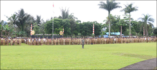Ratusan ASN-Tenaga Kontrak Pemkot Tomohon Mangkir di Apel Perdana, Setda Terbanyak