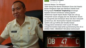 Plat Kendaraan Dinas Kepala BPPRD Digasak Maling