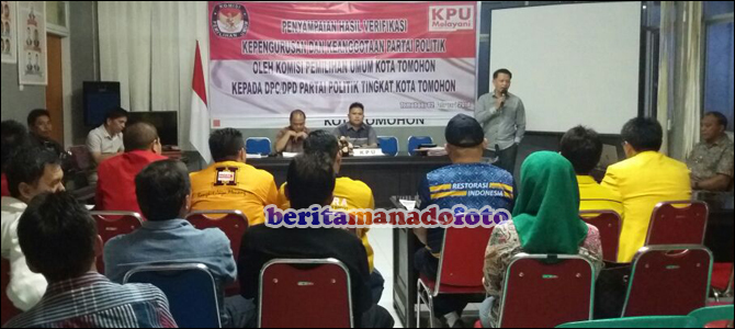 KPU Tomohon Nyatakan 10 Parpol Memenuhi Syarat