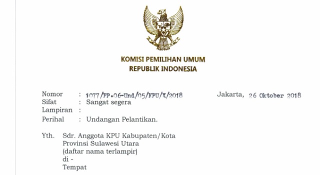 5 Anggota Terpilih KPU Minsel Terima Undangan Pelantikan