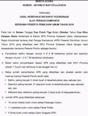 Terkait Alat Peraga Kampanye, Ini Hasil Kesepakatan KPU Sulut Dengan Peserta Pemilu 2019 9 Terkait Alat Peraga Kampanye, Ini Hasil Kesepakatan KPU Sulut Dengan Peserta Pemilu 2019