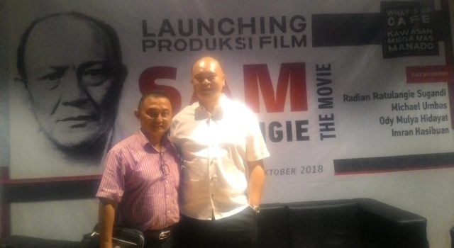Tenni Assa dan Michael Umbas usai launching produksi film Sam Ratulangi beberapa waktu lalu