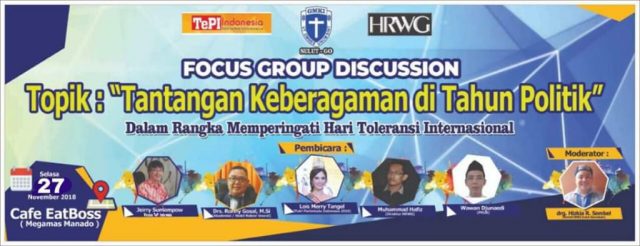 Peringati Hari Toleransi Internasional, GMKI-TePI-HRWG Gelar Focus Group Discussion