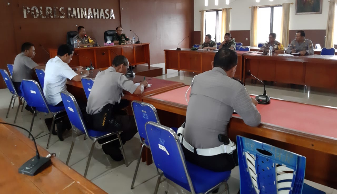Polres Minahasa - Kodim 1302 Minahasa Jalin Koordinasi Amankan Pemilu 2019