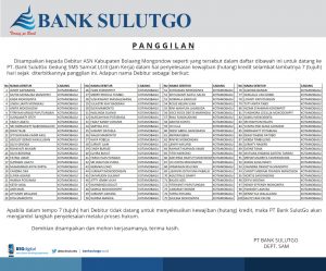 Bank SulutGo Umumkan Pemanggilan 100 Debitur ASN Pemkab Bolmong